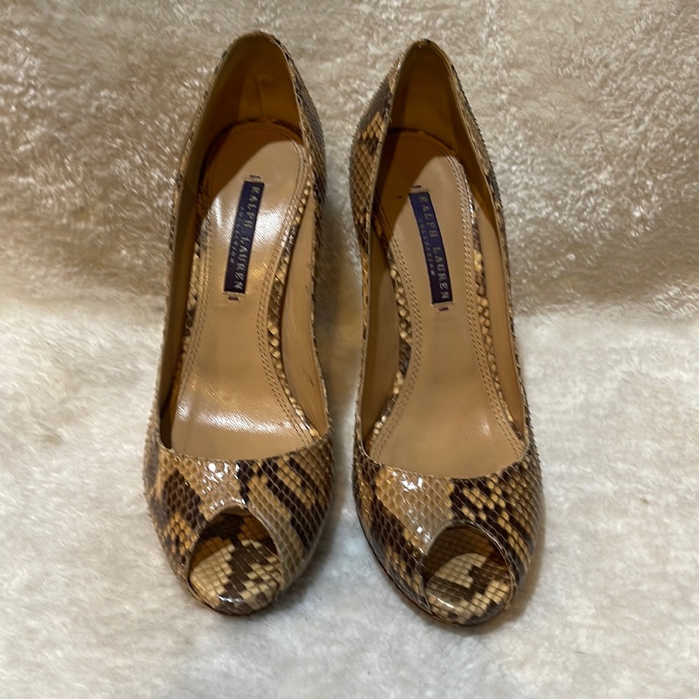 Ralph Lauren collection natural jacey python heel pumps original women shoes